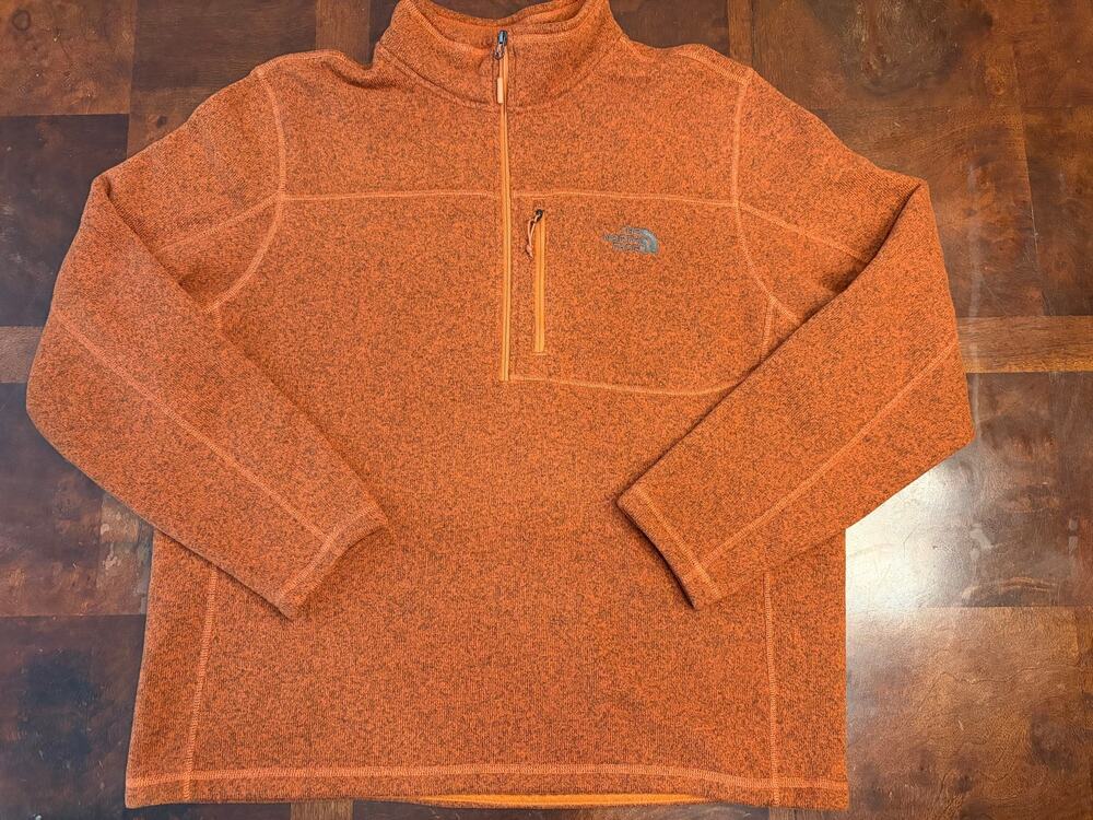 The North Face Mens XXL Orange Heather 1/4 Zip Fleece Pullover